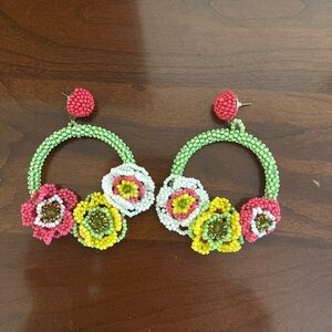 Colorful Beaded Hoop Earrings